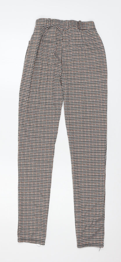 Cenzo Girls Brown Houndstooth Jersey Carrot Trousers Size L