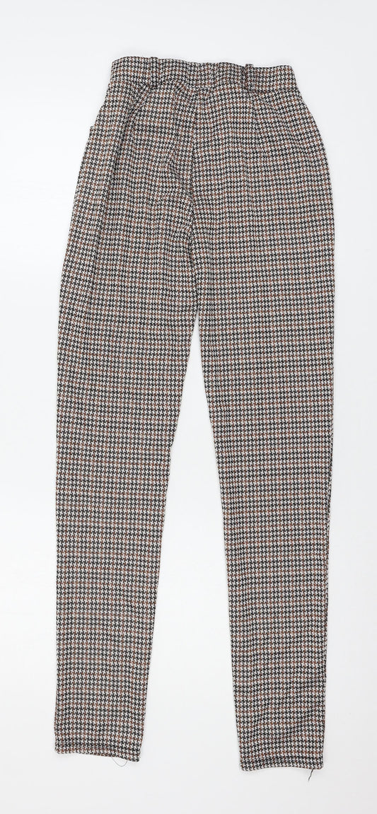 Cenzo Girls Brown Houndstooth Jersey Carrot Trousers Size L