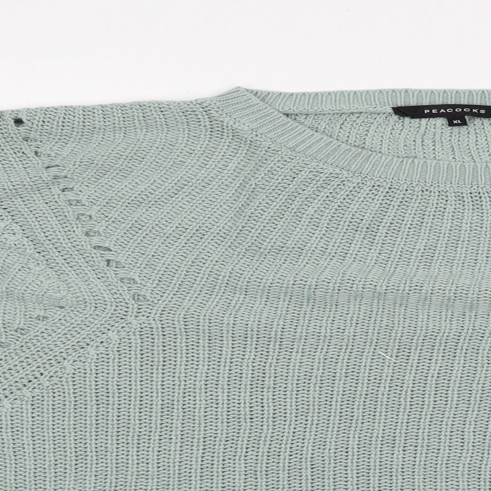 Womens UK Size XL Peacocks Green Pullover Jumper