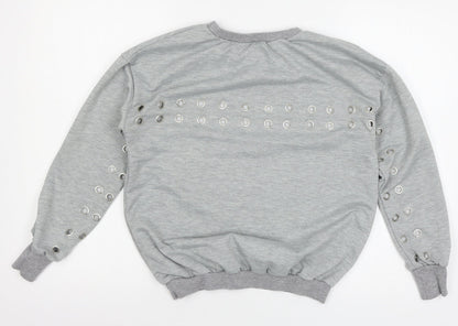 Preworn Womens Grey  Jersey Pullover Sweatshirt Size M  - O-ring detail
