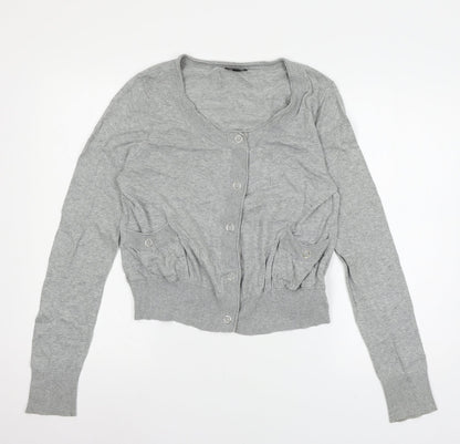 Womens UK Size 14 Topshop Grey Cardigan Jumper