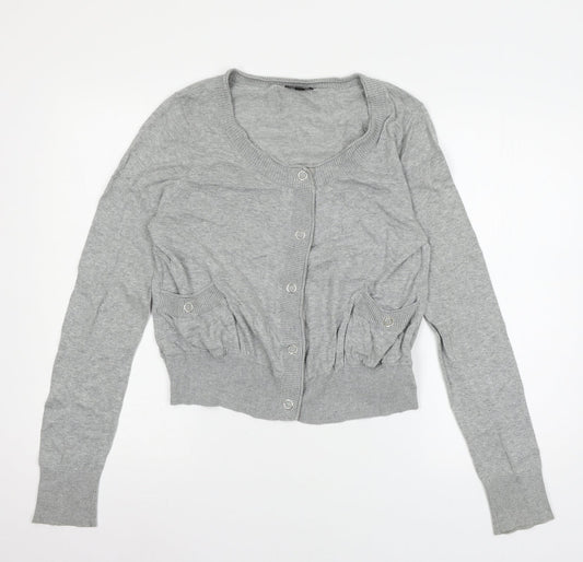 Womens UK Size 14 Topshop Grey Cardigan Jumper