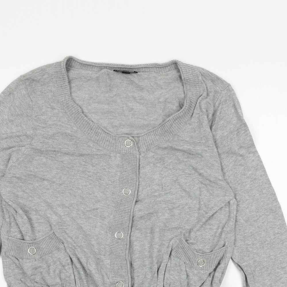 Womens UK Size 14 Topshop Grey Cardigan Jumper