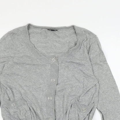 Womens UK Size 14 Topshop Grey Cardigan Jumper
