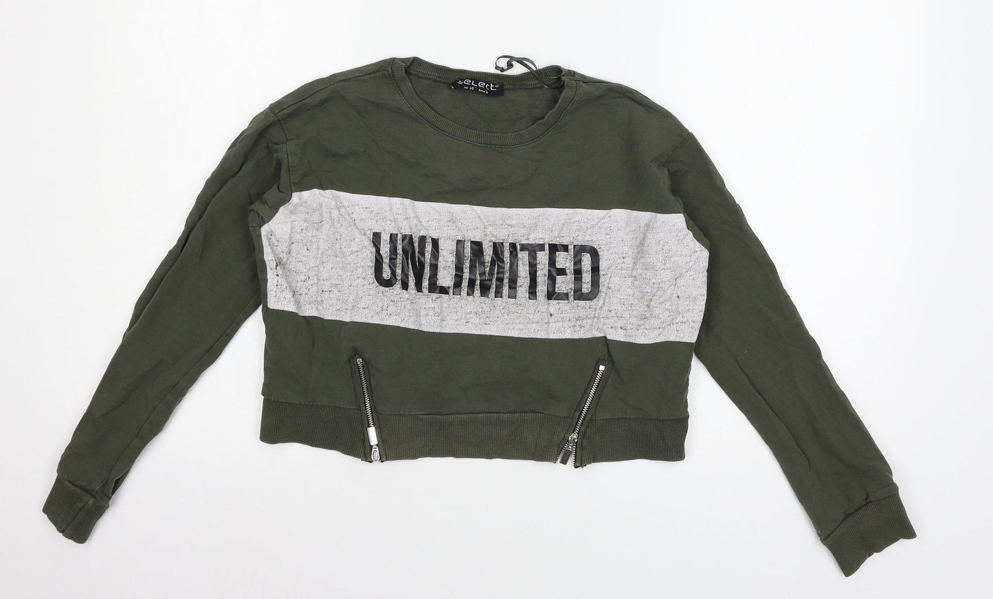 Select Womens Green  Jersey Pullover Sweatshirt Size 10  - Unlimited