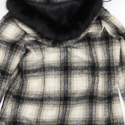 Bellfield Womens Beige Plaid  Overcoat Coat Size M