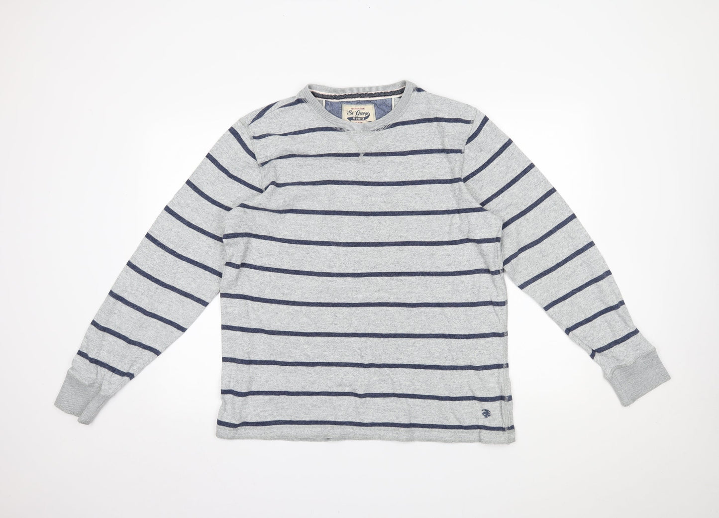 Debenhams Mens Grey Striped  Pullover Jumper Size L