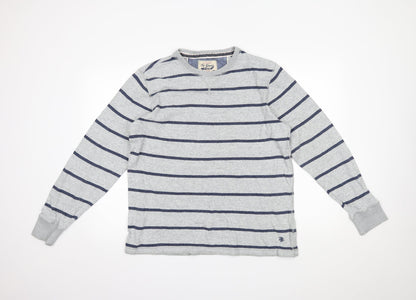 Debenhams Mens Grey Striped  Pullover Jumper Size L