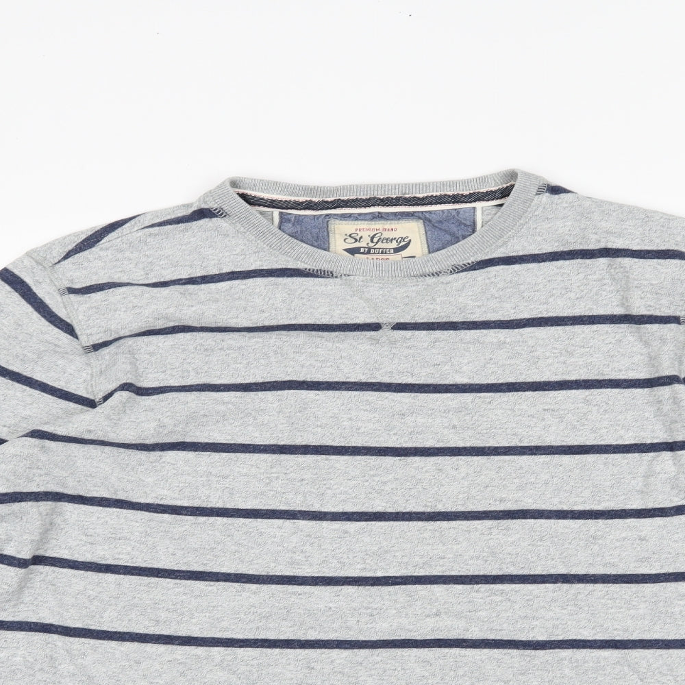 Debenhams Mens Grey Striped  Pullover Jumper Size L