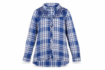 Womens UK Size 10 River Island Blue Basic Button-Up
