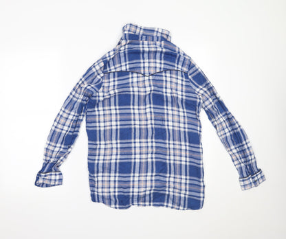 Womens UK Size 10 River Island Blue Basic Button-Up
