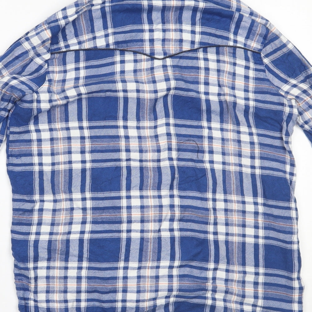 Womens UK Size 10 River Island Blue Basic Button-Up