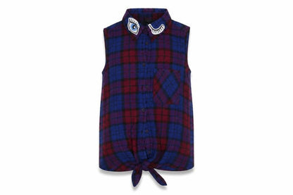 Cosmic Kids Girls Blue Plaid  Basic Blouse Size 8 Years