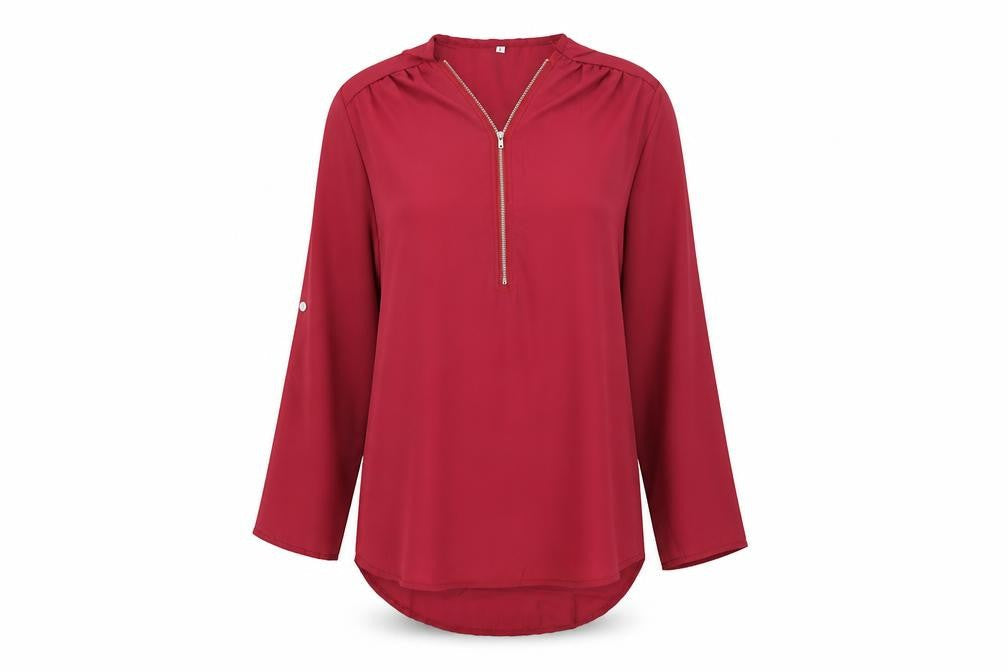 Womens UK Size L Preworn Red Basic Blouse