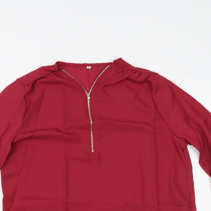 Womens UK Size L Preworn Red Basic Blouse
