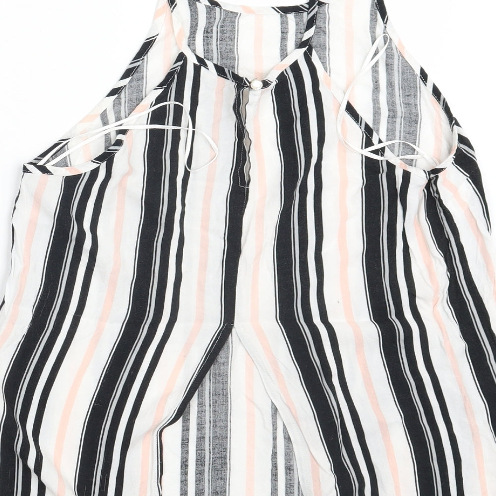 Miss Selfridge Womens Black Striped  Basic Tank Size 10