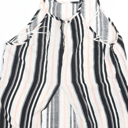 Miss Selfridge Womens Black Striped  Basic Tank Size 10