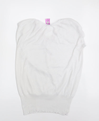 White Snowdrop Womens White Floral  Pullover Jumper Size L