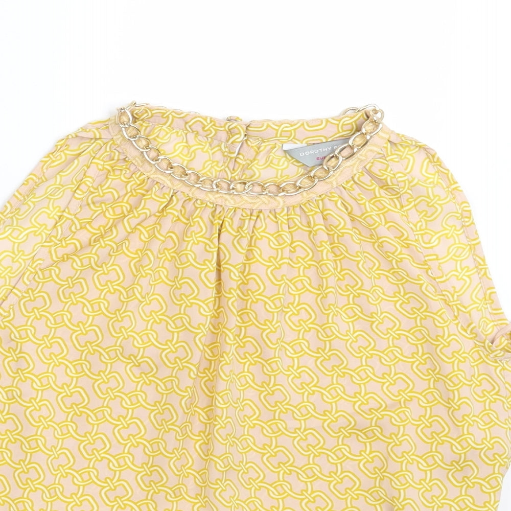 Womens UK Size 6 Dorothy Perkins Gold Basic Blouse