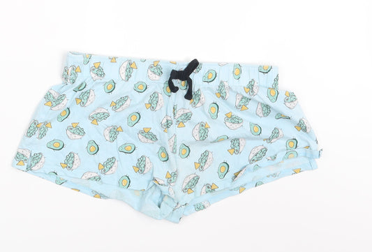 New Look Womens Blue Animal Print  Hot Pants Shorts Size M