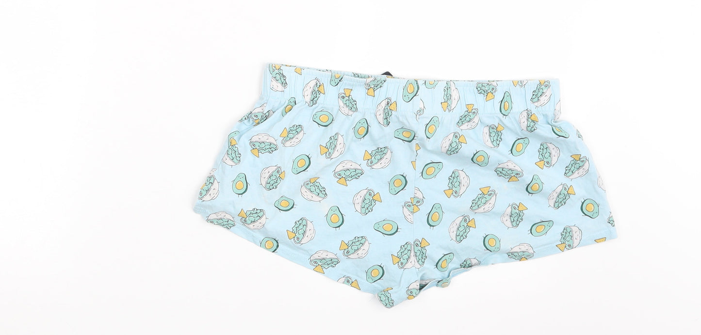 New Look Womens Blue Animal Print  Hot Pants Shorts Size M