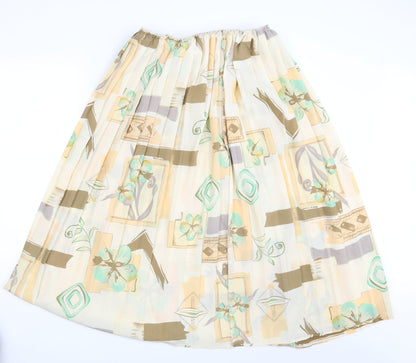 Preworn Womens Ivory Floral  A-Line Skirt One Size