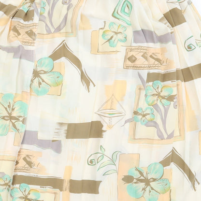 Preworn Womens Ivory Floral  A-Line Skirt One Size