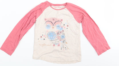 Nutmeg Girls Pink Animal Print  Basic T-Shirt One Size  - Owl