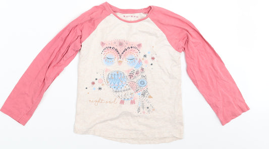 Nutmeg Girls Pink Animal Print  Basic T-Shirt One Size  - Owl
