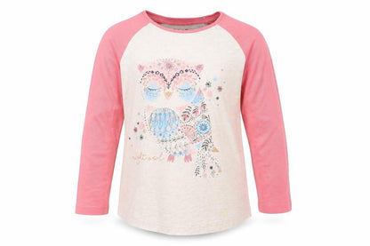 Nutmeg Girls Pink Animal Print  Basic T-Shirt One Size  - Owl