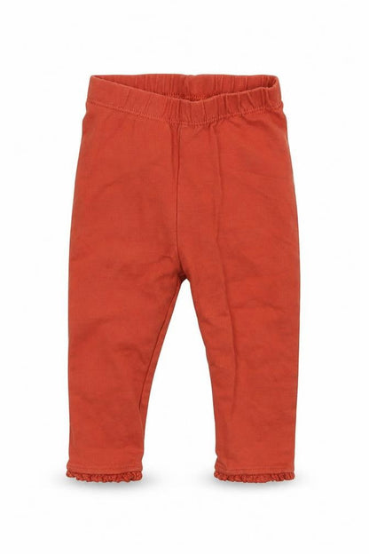 Front view of Nutmeg Baby Brown Jogger Leggings, size 3-6, Months - Waist 12in; inside leg 7in