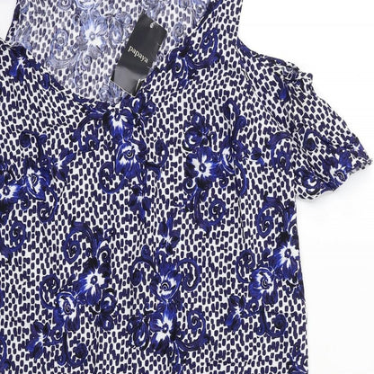 Papaya Womens Blue Floral  Basic Blouse Size 12