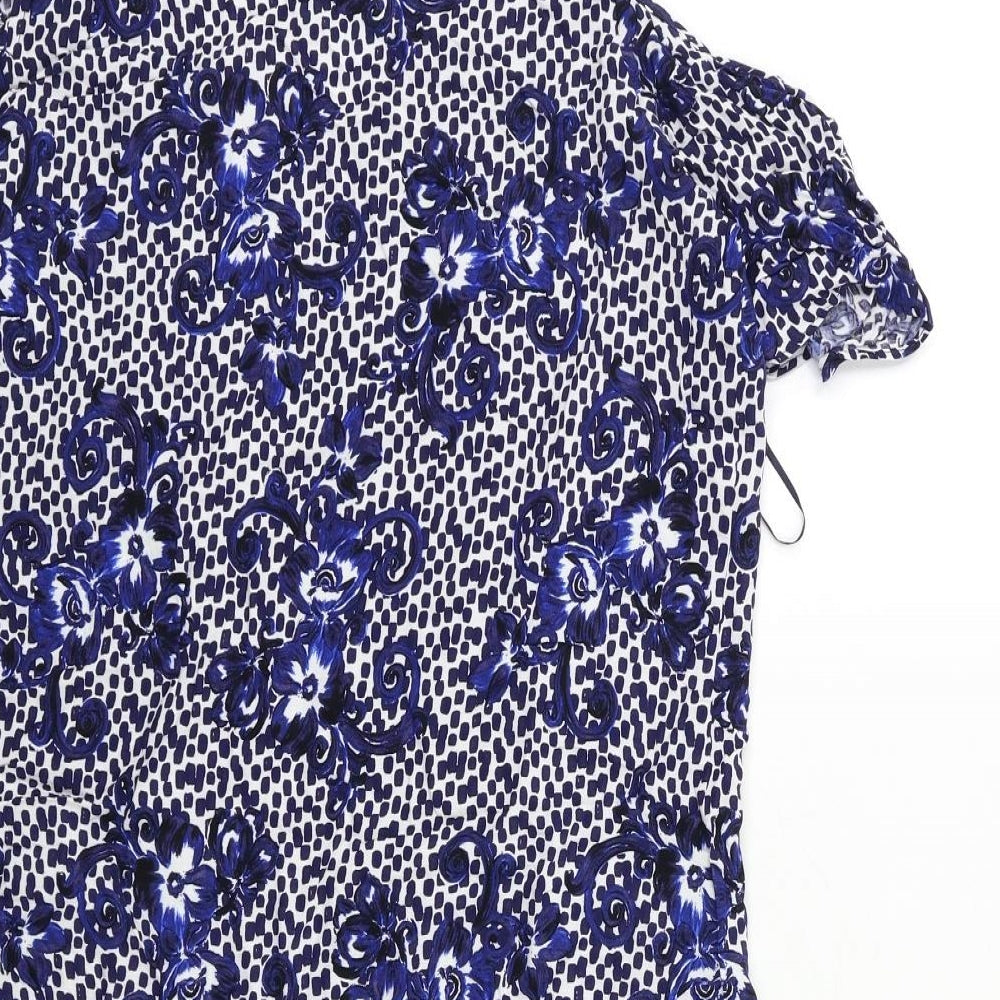Papaya Womens Blue Floral  Basic Blouse Size 12