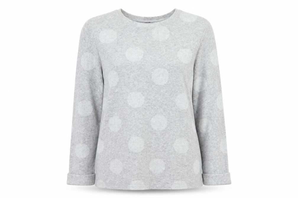 Marks & Spencer Womens Grey Polka Dot Knit Pullover Jumper Size 14