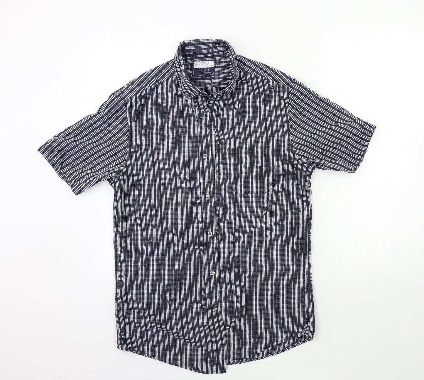 Mens UK Collar Size S BHS Smart Blue  Dress Shirt