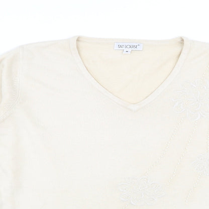 fay louise Womens Beige Floral  Pullover Jumper Size M
