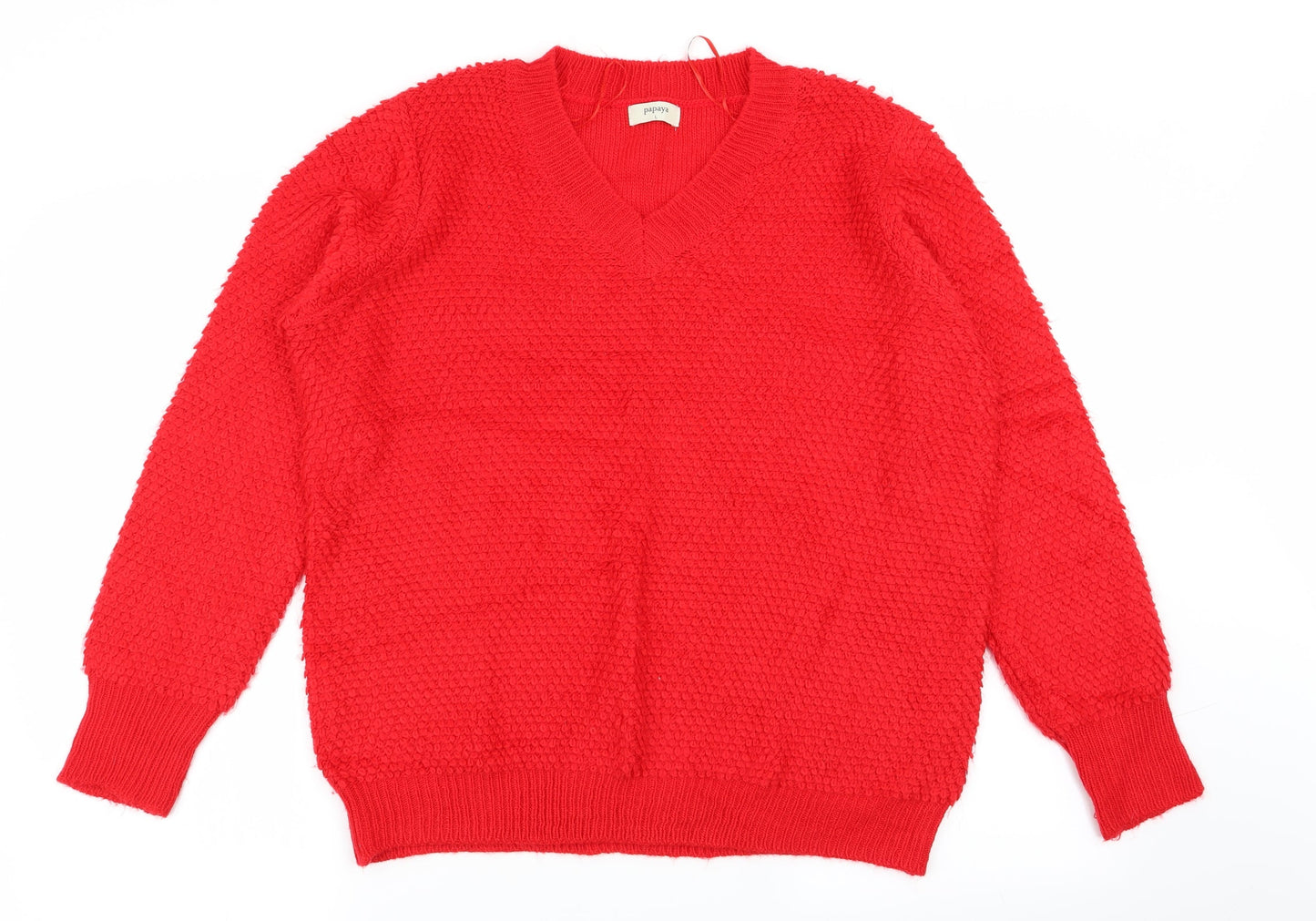 Womens UK Size L Papaya Red Pullover Jumper