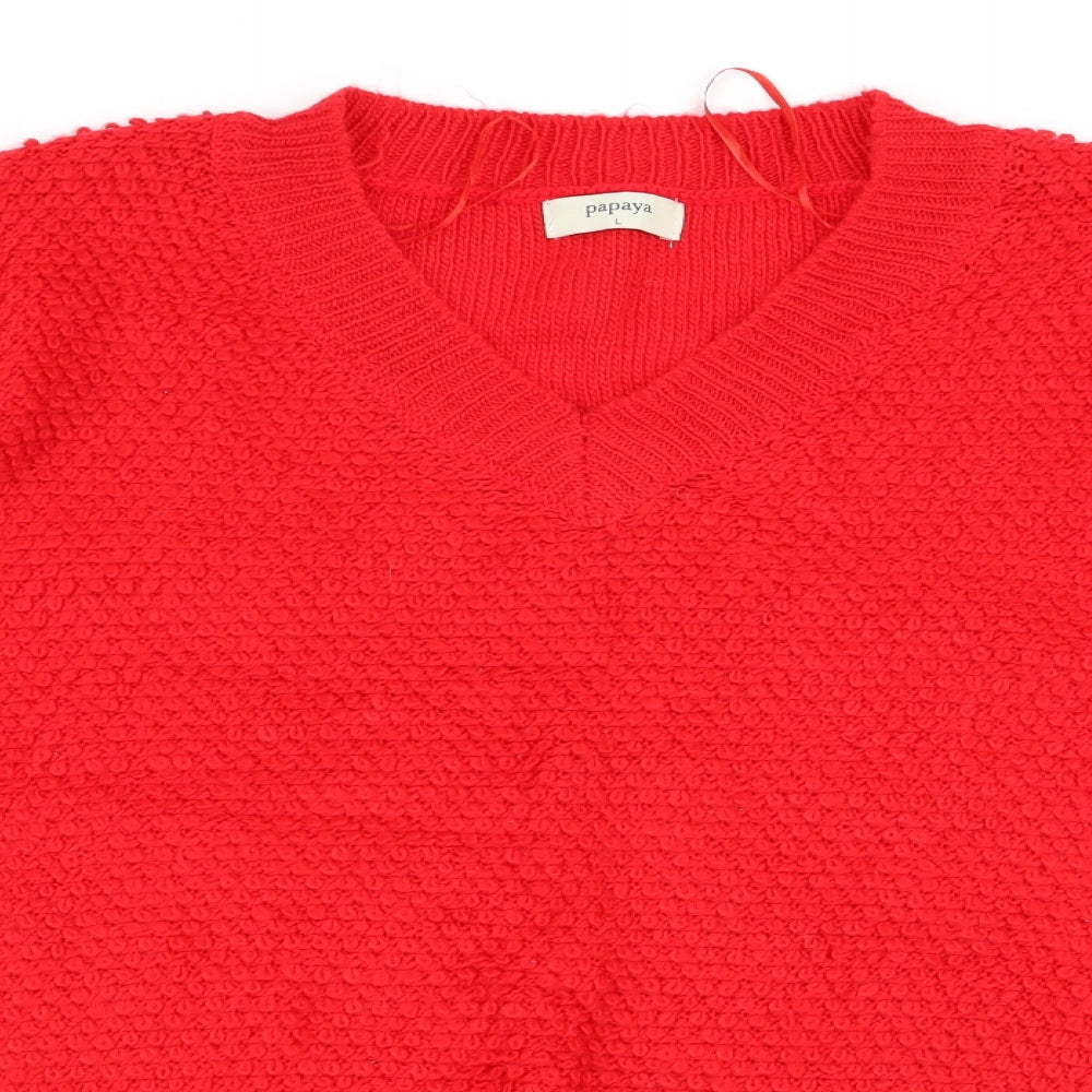 Womens UK Size L Papaya Red Pullover Jumper