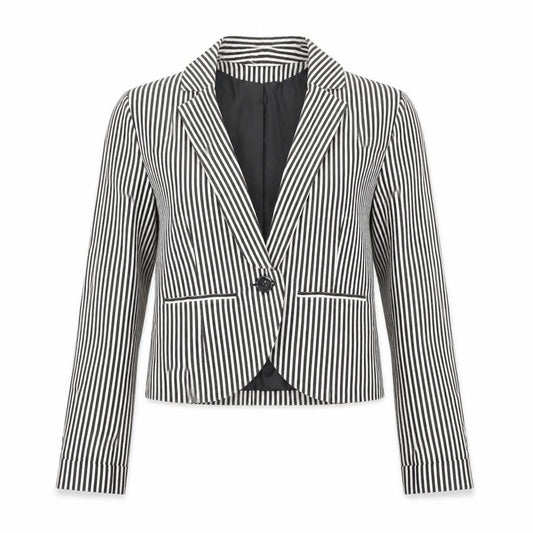 Front view of Only women’s multicoloured striped jacket blazer, size UK 8