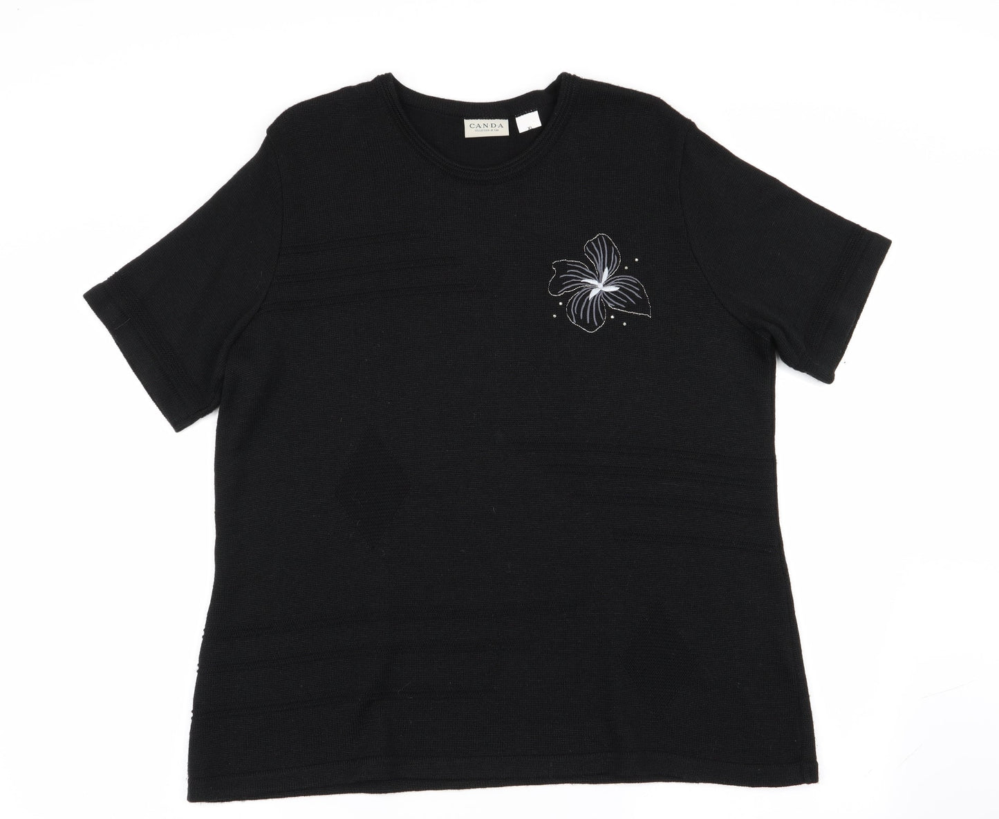 Womens UK Size XL canda Black Basic T-Shirt