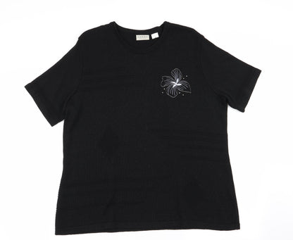 Womens UK Size XL canda Black Basic T-Shirt
