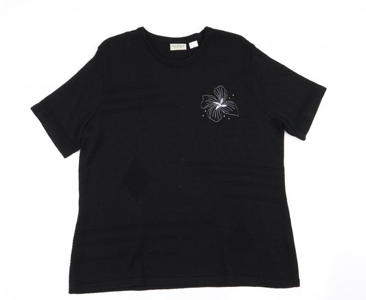 Womens UK Size XL canda Black Basic T-Shirt