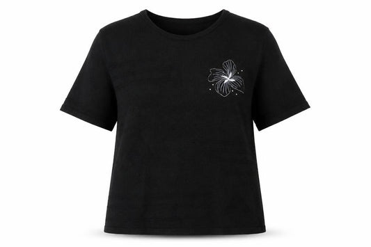 Front view of canda women’s black basic t-shirt, size XL