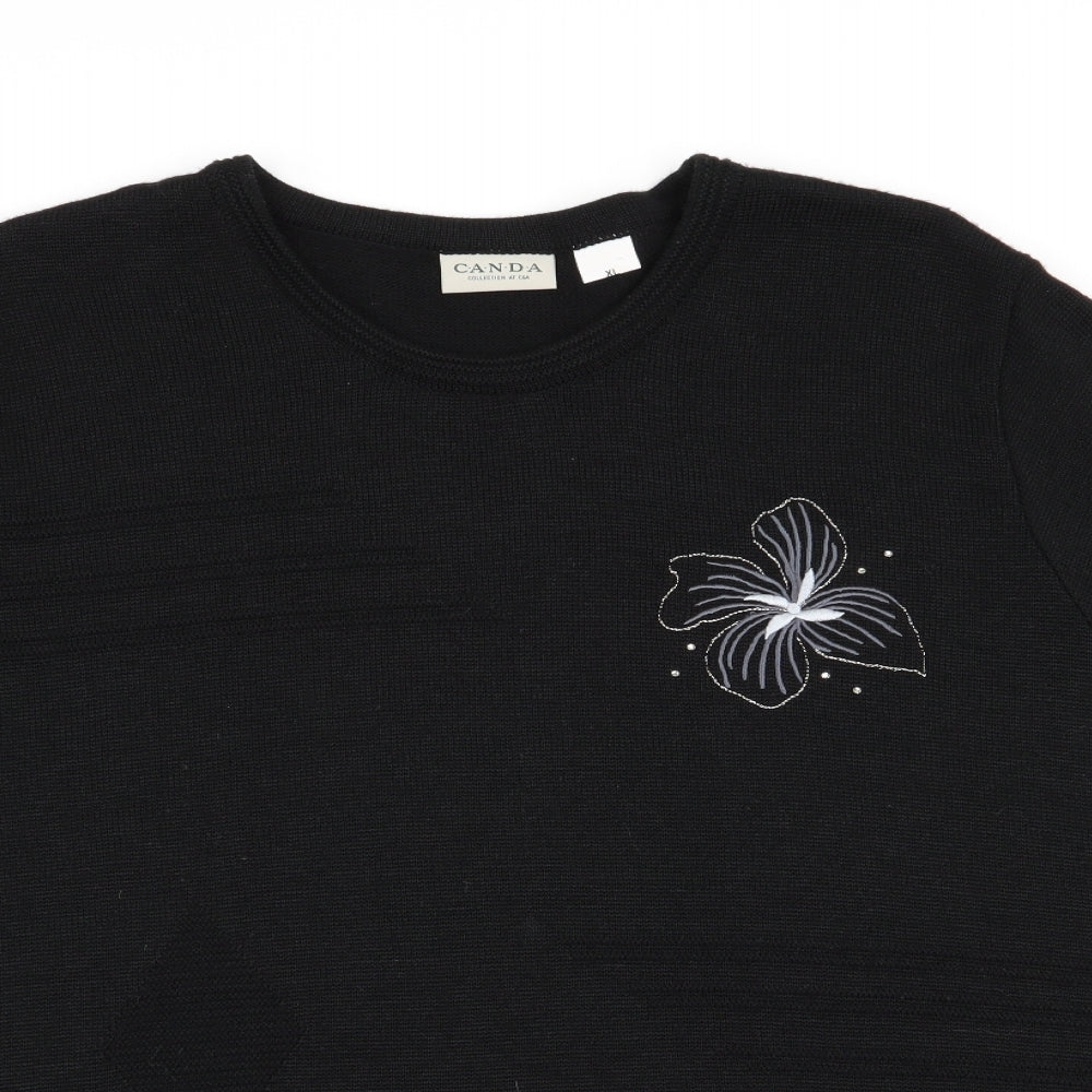 Womens UK Size XL canda Black Basic T-Shirt