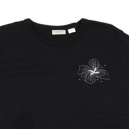 Womens UK Size XL canda Black Basic T-Shirt