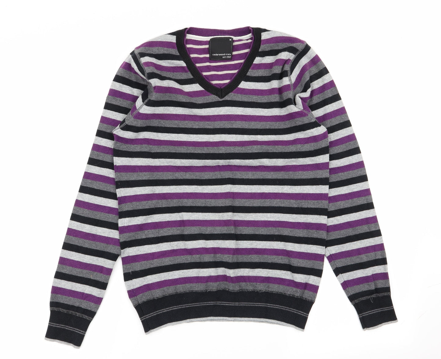 Cedar Wood State Mens Multicoloured Striped  Pullover Jumper Size M