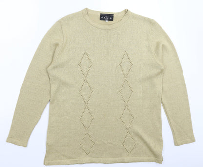 Parallel Womens Gold  Knit Pullover Jumper Size M