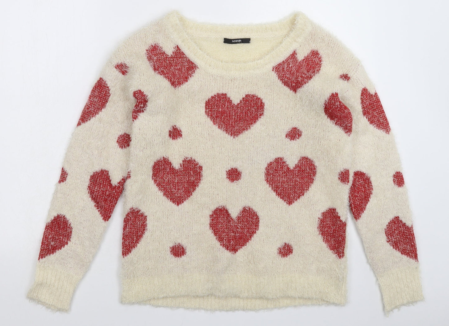 George Womens White  Knit Pullover Jumper Size 10