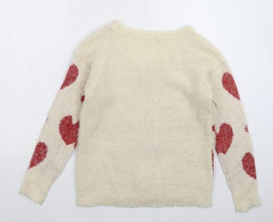 George Womens White  Knit Pullover Jumper Size 10