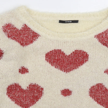 George Womens White  Knit Pullover Jumper Size 10